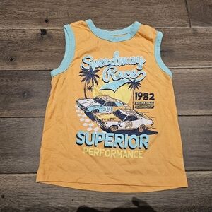 Monkey Bars Boys 4T Orange Sleeveless Tee Race Car Speedway